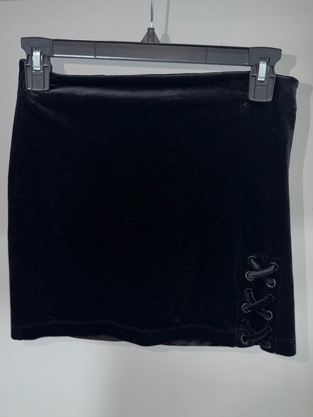 Forever 21 Black Velvet Mini Skirt with Side Lace-Up